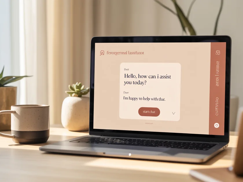 Interface Claude AI en action — laptop avec conversation IA